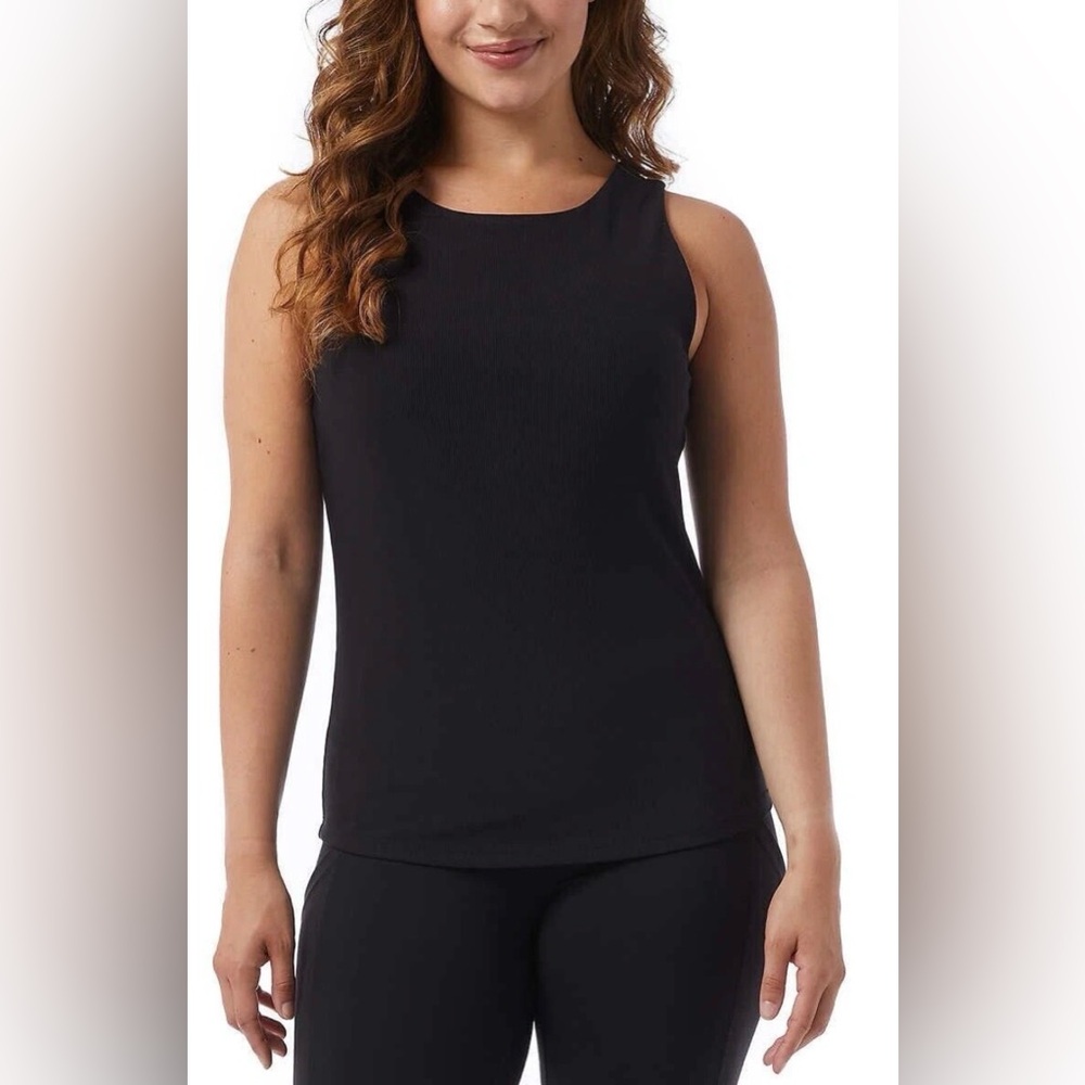 NWT 32 Degrees Cool Women's Tank with Built in Bra Black XXL
